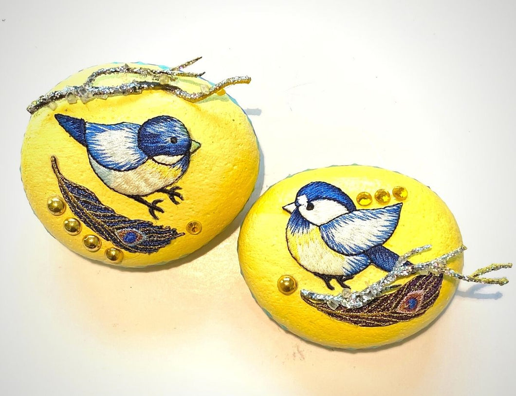 Two Bluebirds on Yellow