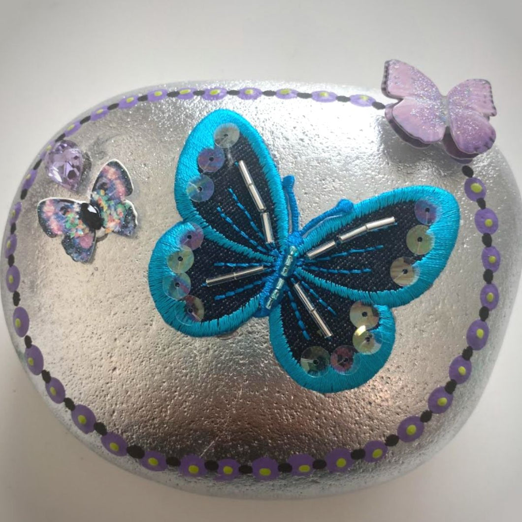 Blue Butterfly on Silver